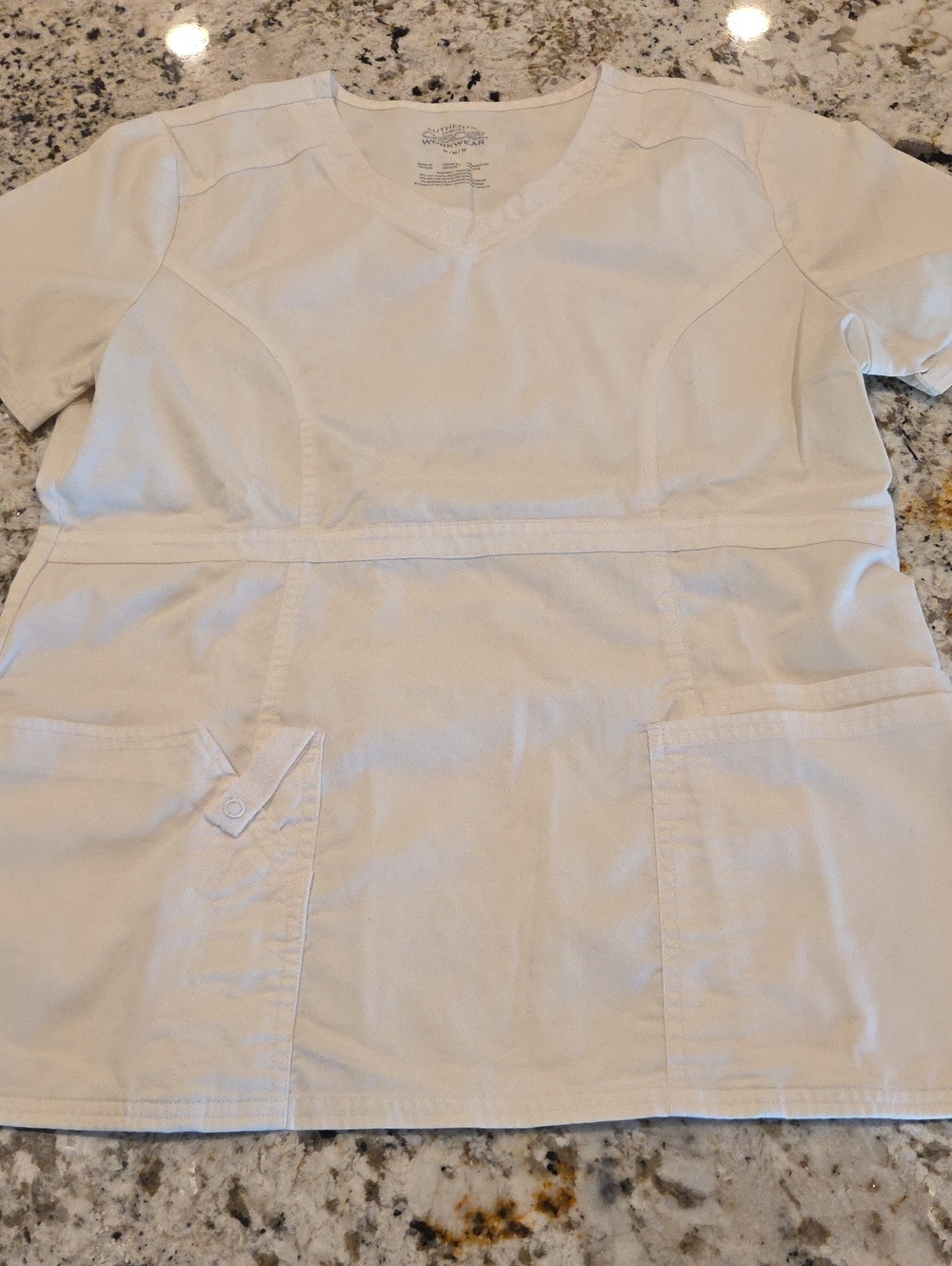 White Women's V-Neck Medical Scrub Top - Unbranded